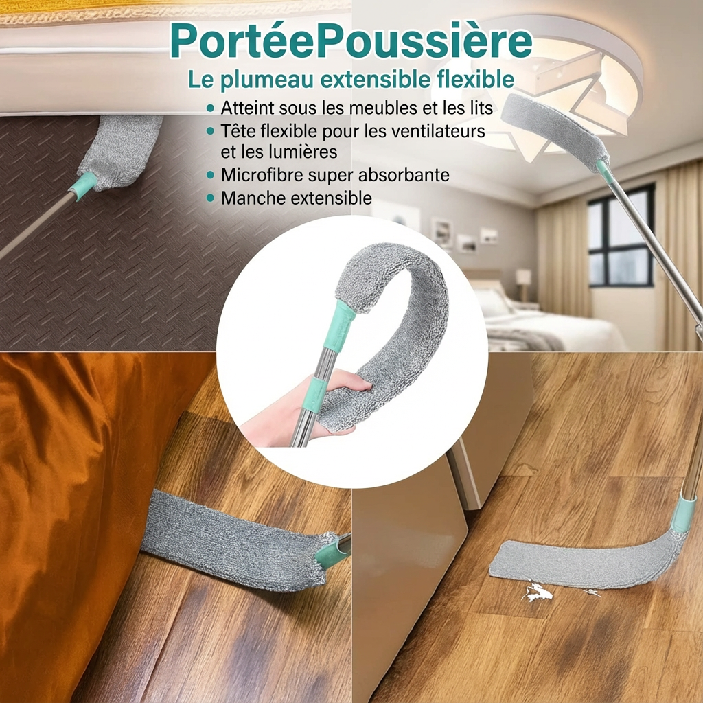 PortéePoussière™ brosse à poussière | +3 CHIFFONS GRATUITS