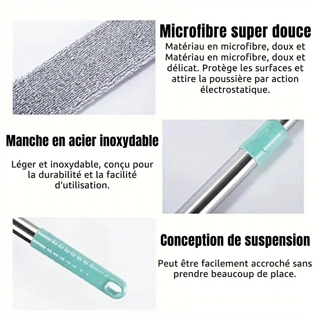 PortéePoussière™ brosse à poussière | +3 CHIFFONS GRATUITS